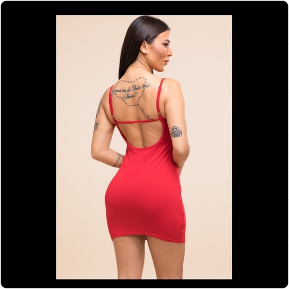 💢 SUMMER SEXY MINI ROSE RED  DRESS 💢 - Picture 2 of 4